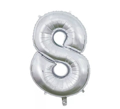 Ballon aluminium argenté numéro 8 de 66 cm