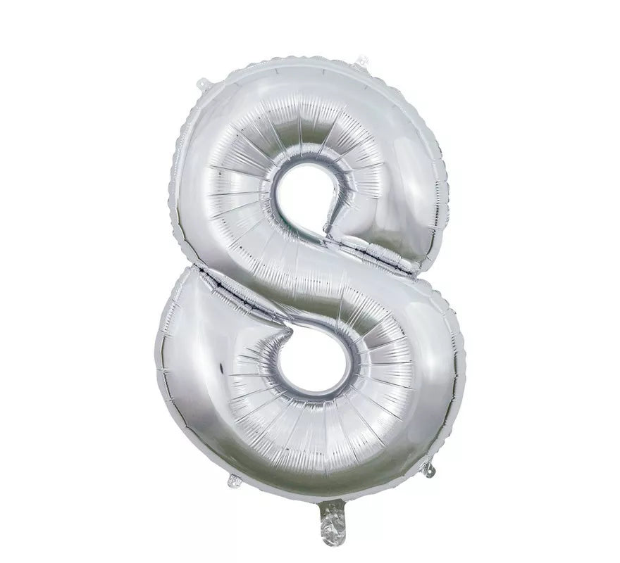 Translation missing: fr.Globo de Foil Número 8 color Plata de 66 cm
