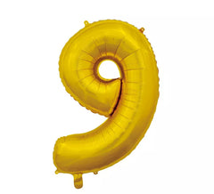 Ballon aluminium numéro 9 doré de 66 cm