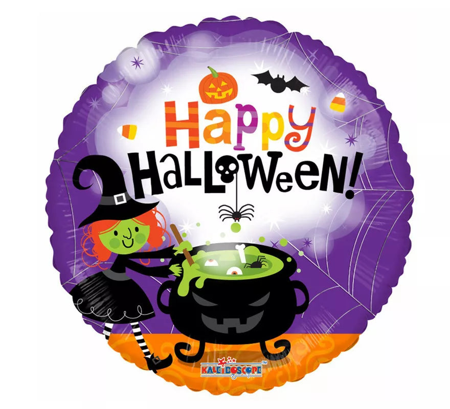 Translation missing: fr.Globo de Foil Redondo de 46 cm Bruja Happy Halloween