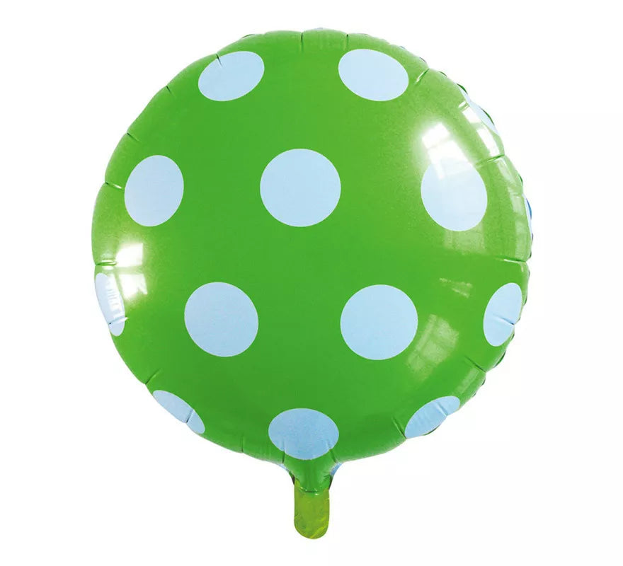 Translation missing: fr.Globo de Foil Redondo Lunares Verde Manzana de 46 cm