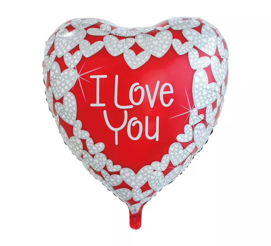 Translation missing: fr.Globo de Foil XL Corazón I Love You Rojo &amp; Blanco de 92 cm