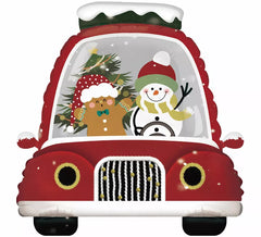 Ballon en aluminium en forme de voiture de Noël 55 x 54 cm