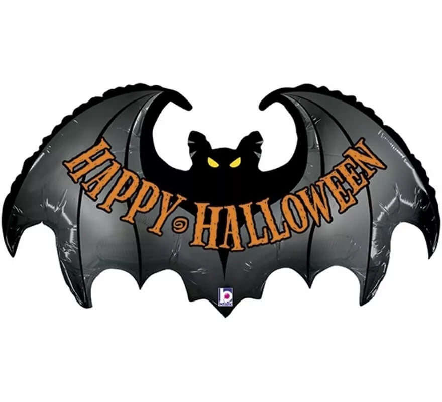 Translation missing: fr.Globo Foil Metalizado de Murciélago Happy Halloween de 106 cm