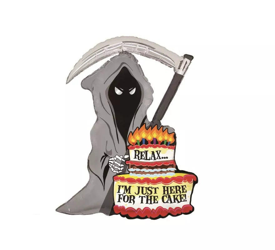Translation missing: fr.Globo Foil Muerte con pastel de 60X78 cm