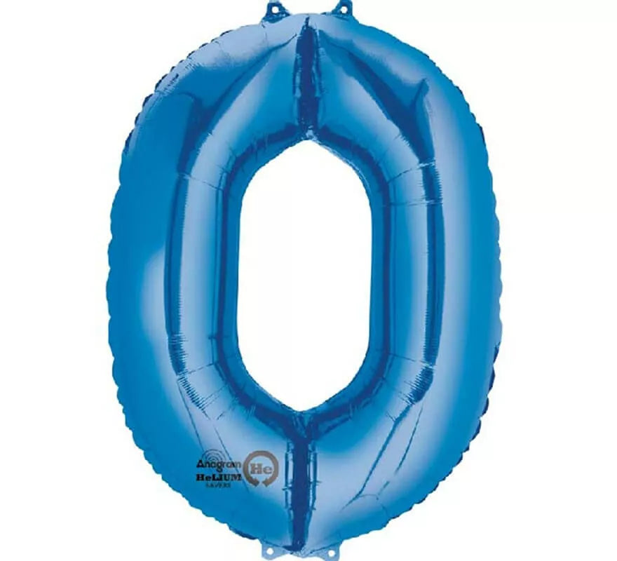 Translation missing: fr.Globo metalizado Azul número 0 de 86 cm de altura