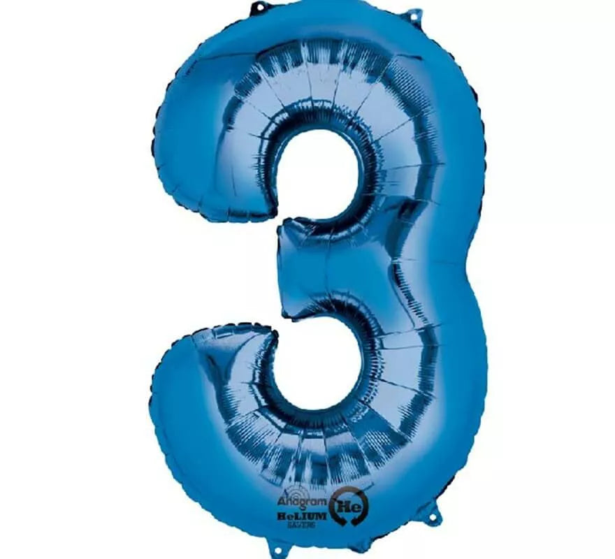 Translation missing: fr.Globo metalizado Azul número 3 de 86 cm de altura