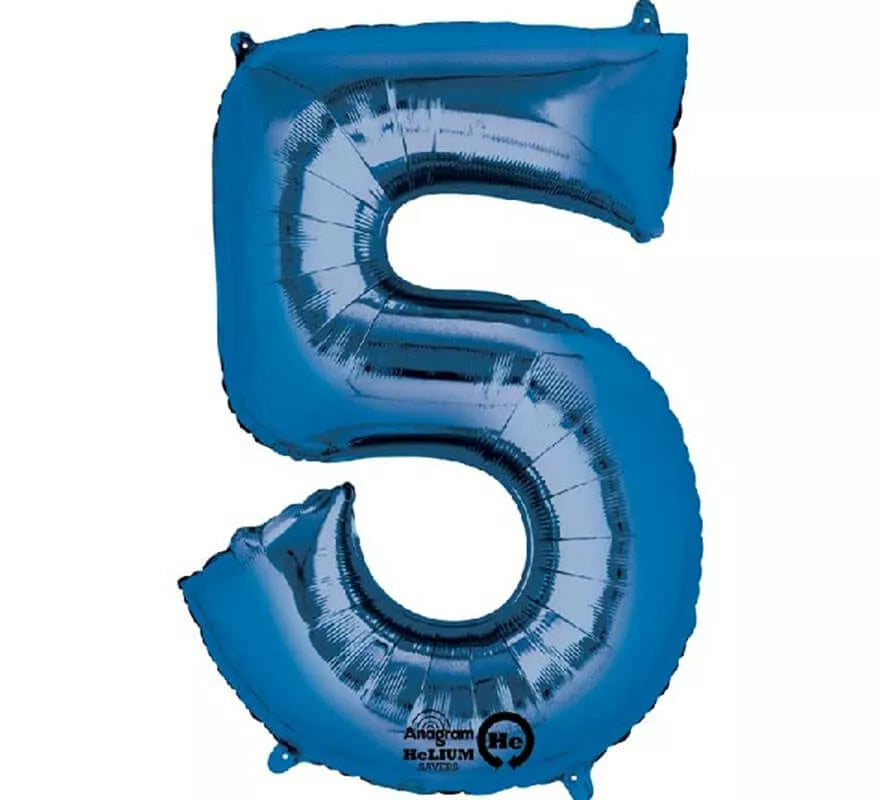 Translation missing: fr.Globo metalizado Azul número 5 de 86 cm de altura