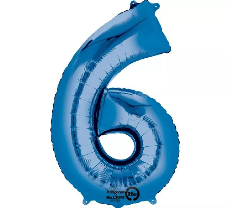Translation missing: fr.Globo metalizado Azul número 6 de 86 cm de altura