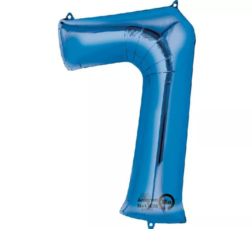 Translation missing: fr.Globo metalizado Azul número 7 de 86 cm de altura