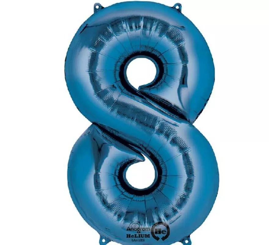 Translation missing: fr.Globo metalizado Azul número 8 de 86 cm de altura