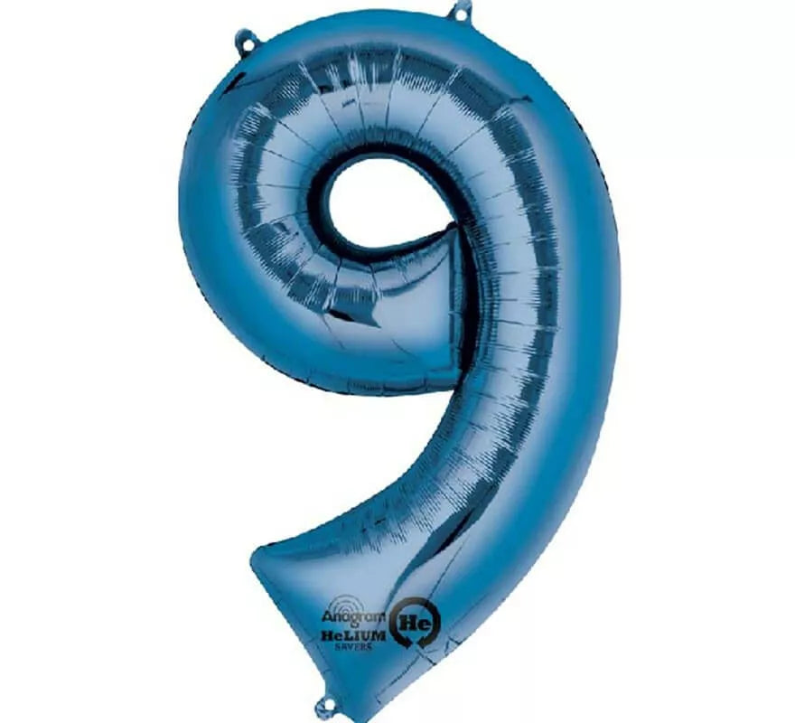 Translation missing: fr.Globo metalizado Azul número 9 de 86 cm de altura