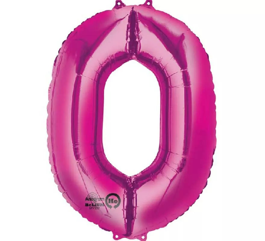 Translation missing: fr.Globo metalizado Fucsia número 0 de 86 cm de altura