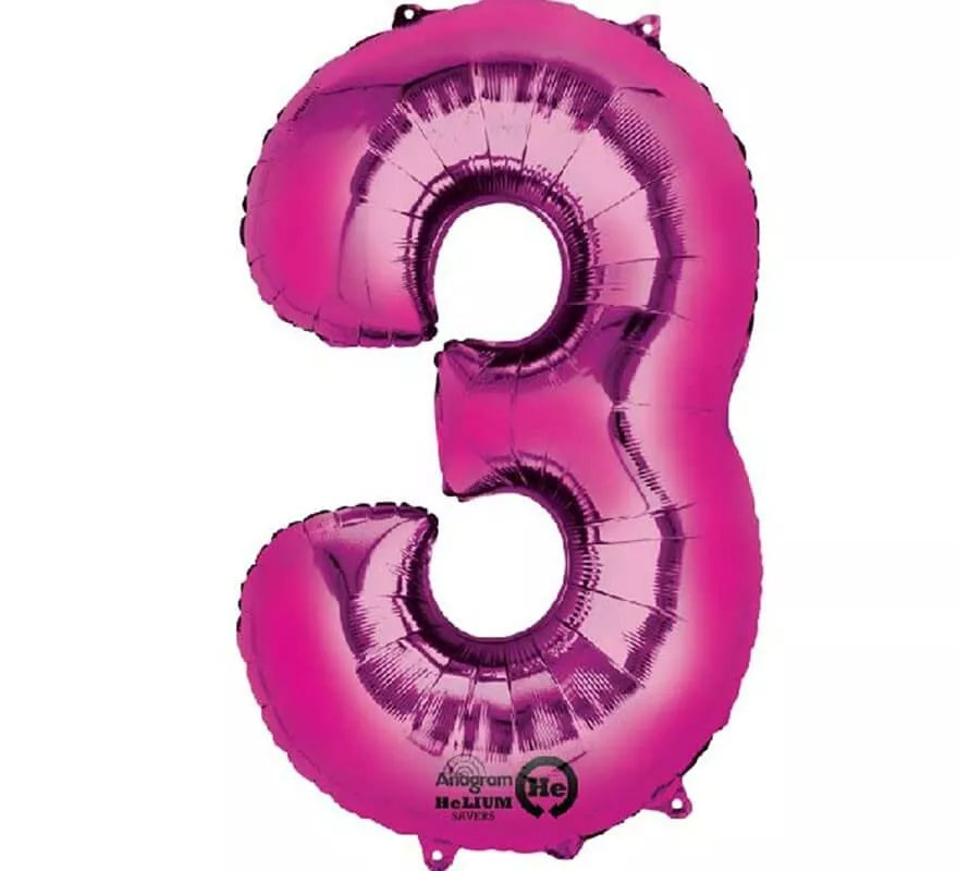 Translation missing: fr.Globo metalizado Fucsia número 3 de 86 cm de altura