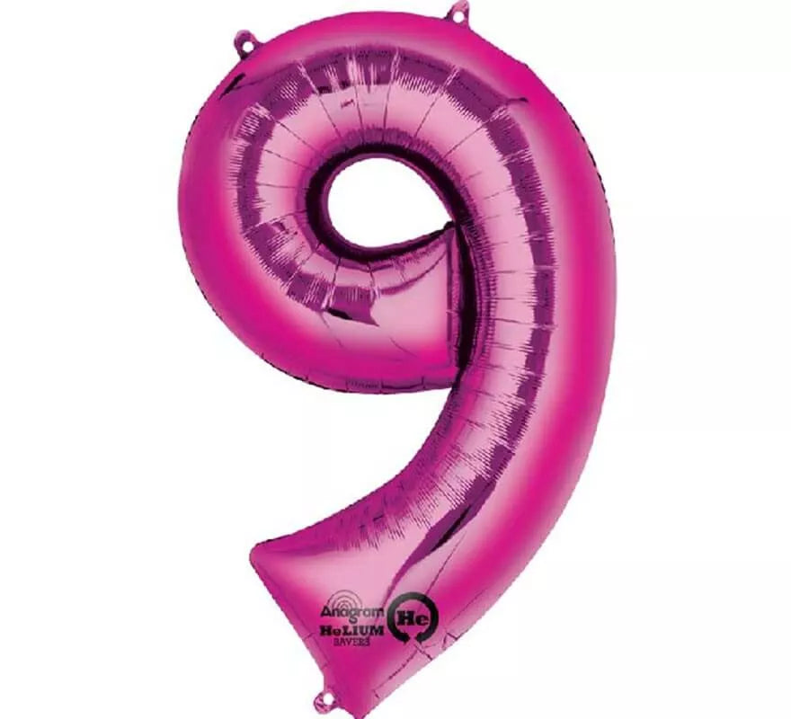 Translation missing: fr.Globo metalizado Fucsia número 9 de 86 cm de altura