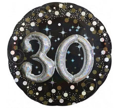 Ballon métallique étincelant numéro 30 de 81 cm