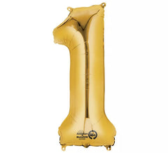 Ballon métallique doré numéro 1 de 33x86 cm
