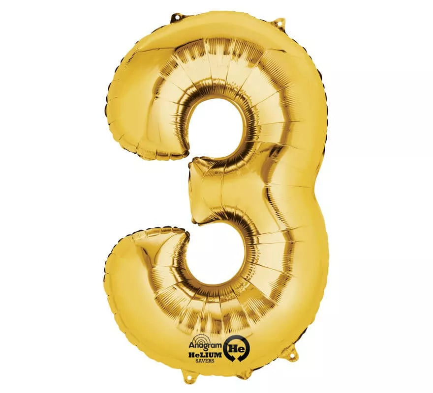 Translation missing: fr.Globo metalizado Oro número 3 de 86 cm de altura