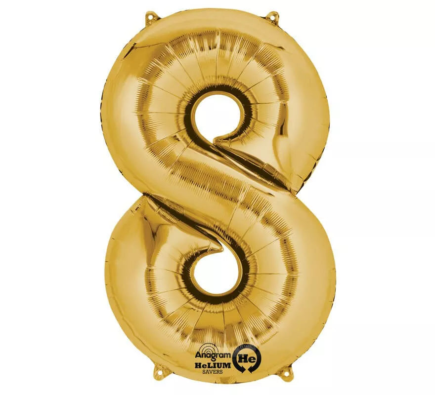 Translation missing: fr.Globo metalizado Oro número 8 de 86 cm de altura