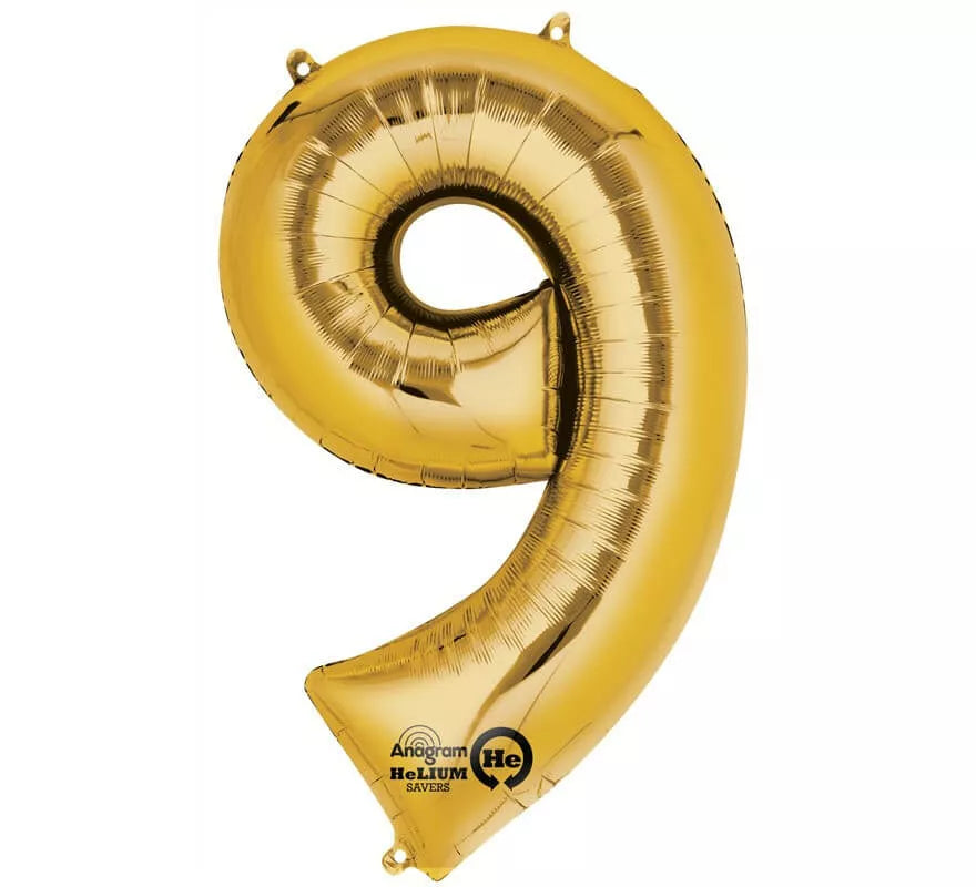 Translation missing: fr.Globo metalizado Oro número 9 de 86 cm de altura