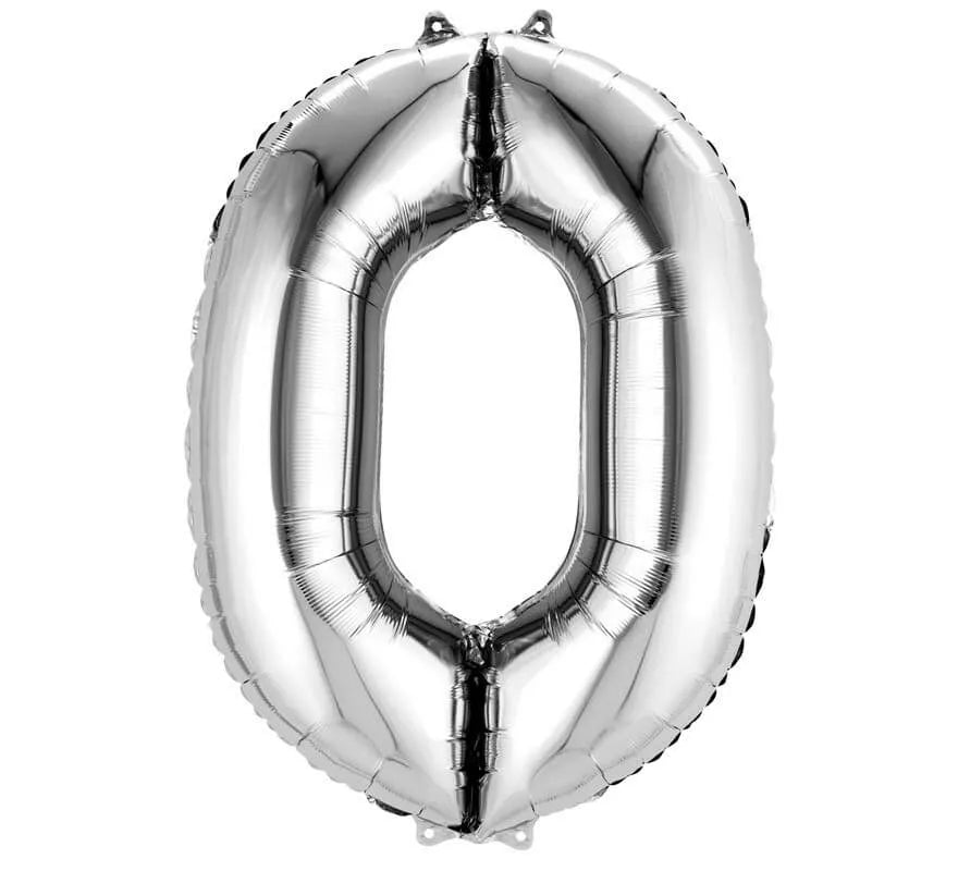 Translation missing: fr.Globo metalizado Plata número 0 de 86 cm de altura