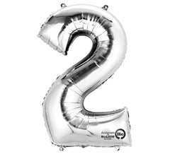 Ballon métallique argenté numéro 2 de 55x83 cm