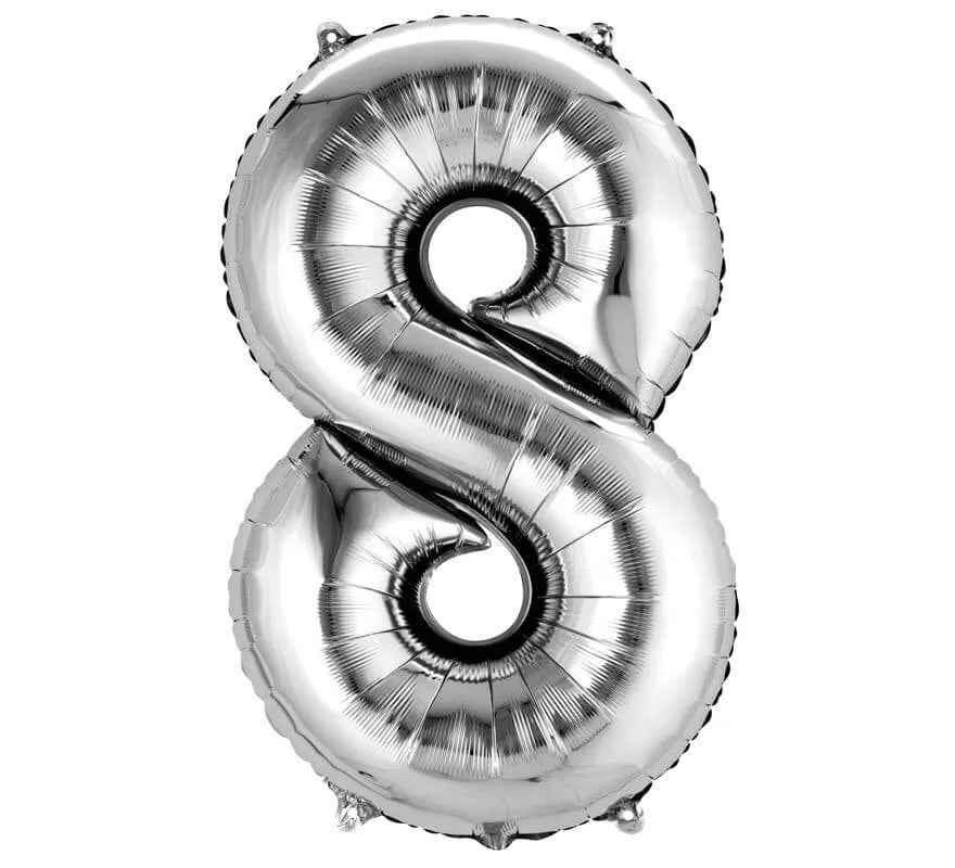 Translation missing: fr.Globo metalizado Plata número 8 de 86 cm de altura