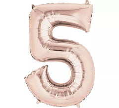 Ballon Métallisé Rose Doré Numéro 5