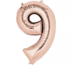 Ballon Métallisé Rose Doré Numéro 9