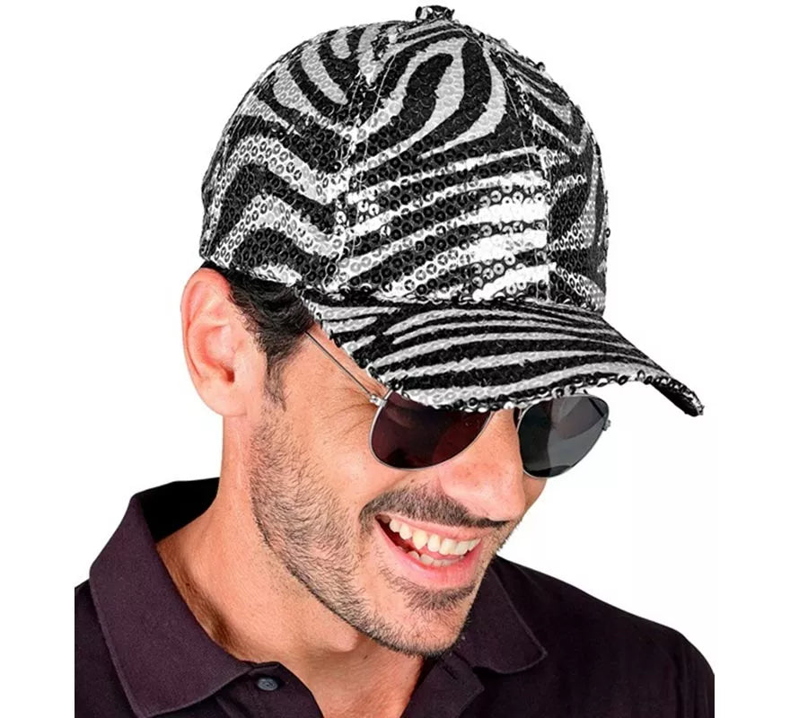 Translation missing: fr.Gorra Animal Print Cebra con Lentejuelas