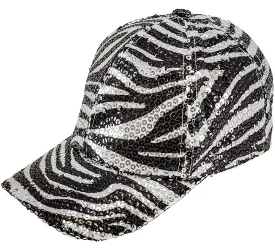 Translation missing: fr.Gorra Animal Print Cebra con Lentejuelas