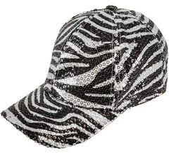 Casquette à imprimé animal zèbre avec paillettes