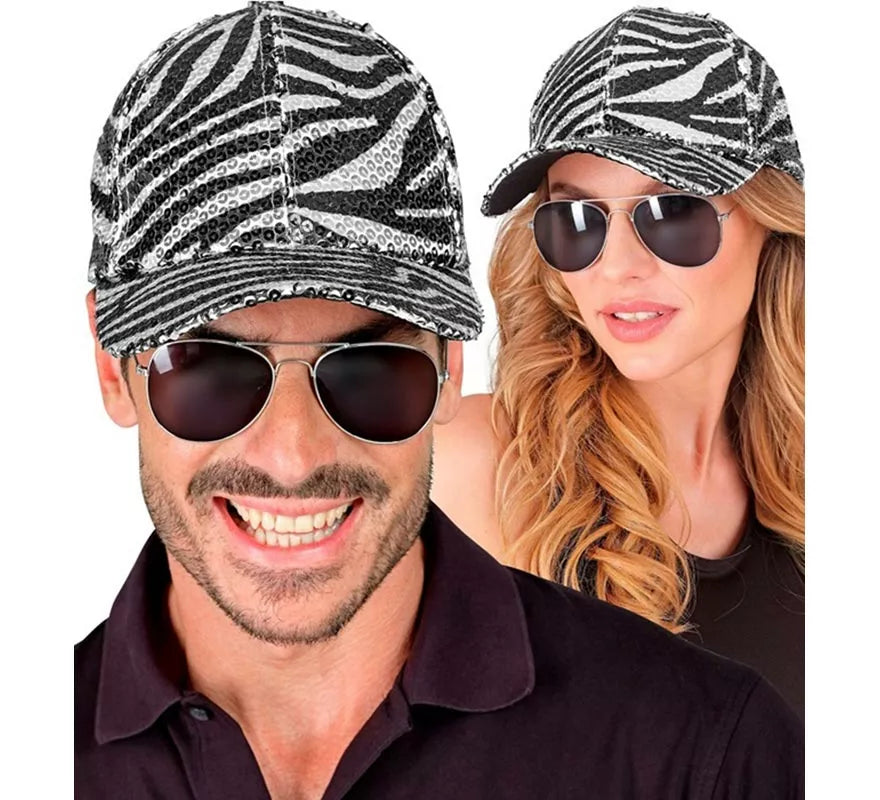 Translation missing: fr.Gorra Animal Print Cebra con Lentejuelas