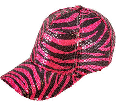 Casquette à imprimé animal zèbre rose avec paillettes