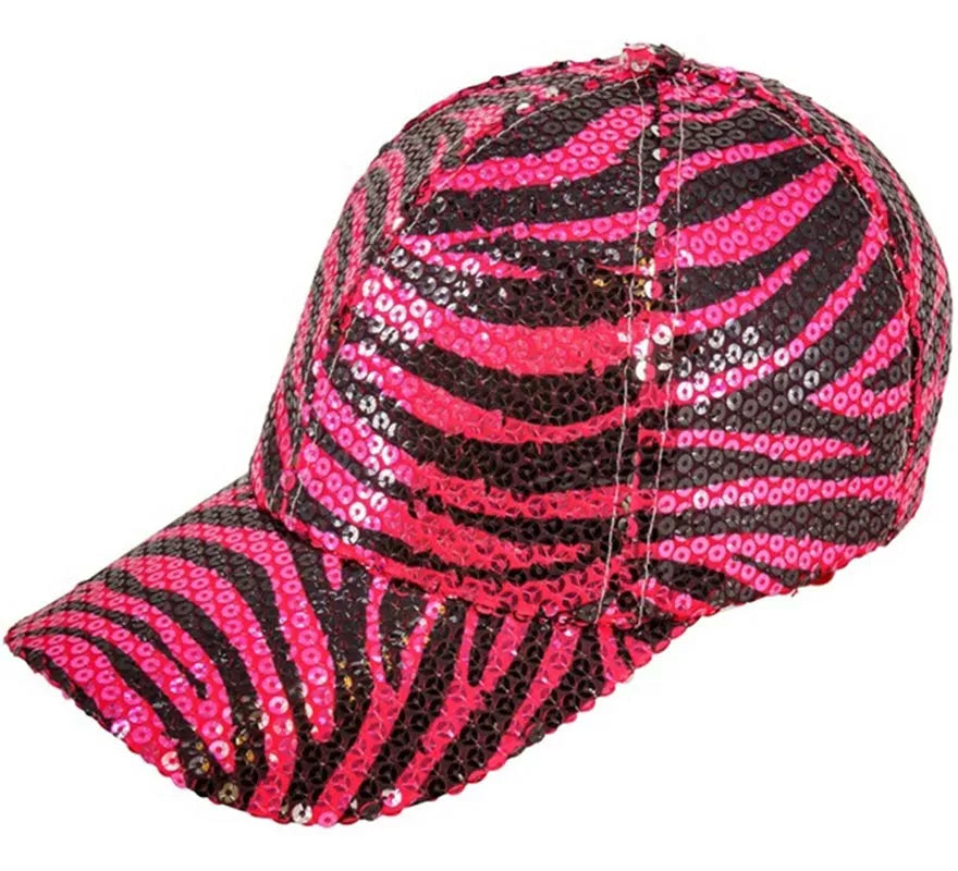 Translation missing: fr.Gorra Animal Print Cebra rosa con Lentejuelas