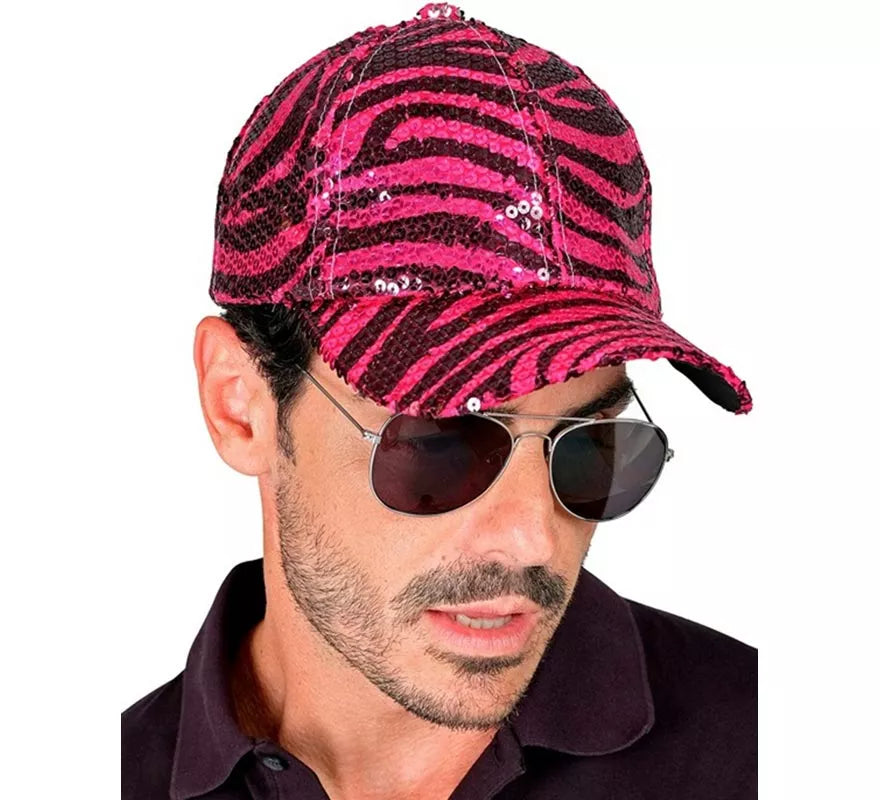 Translation missing: fr.Gorra Animal Print Cebra rosa con Lentejuelas