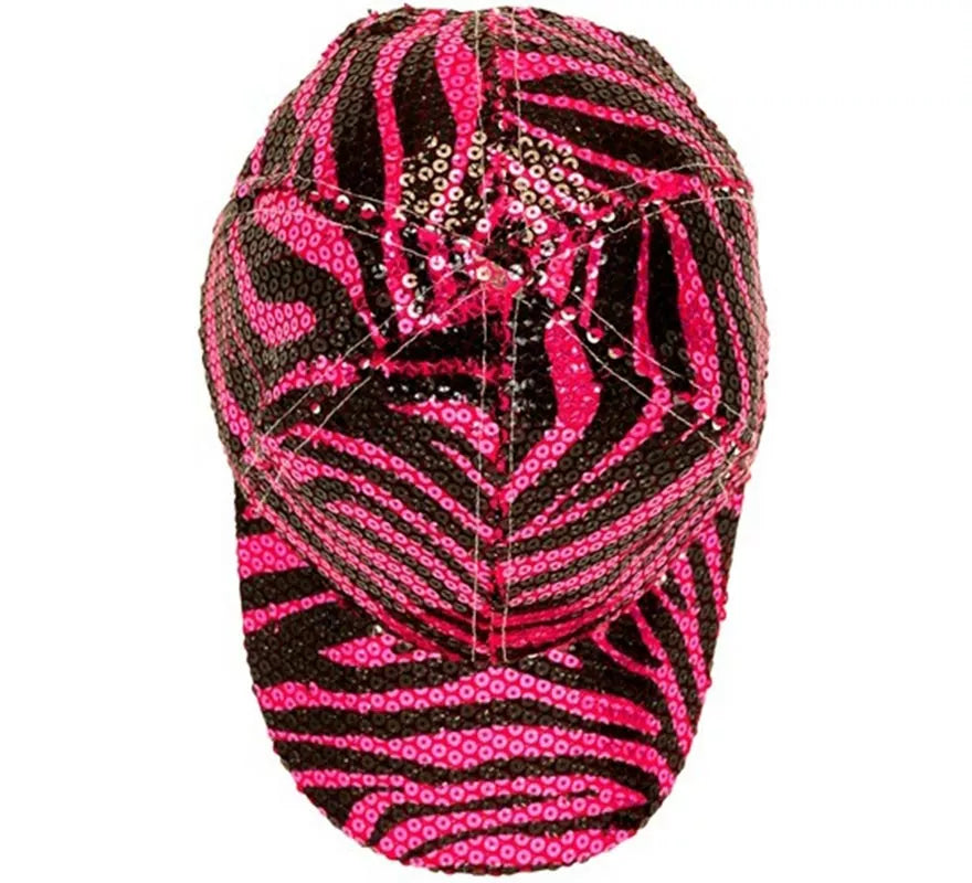 Translation missing: fr.Gorra Animal Print Cebra rosa con Lentejuelas