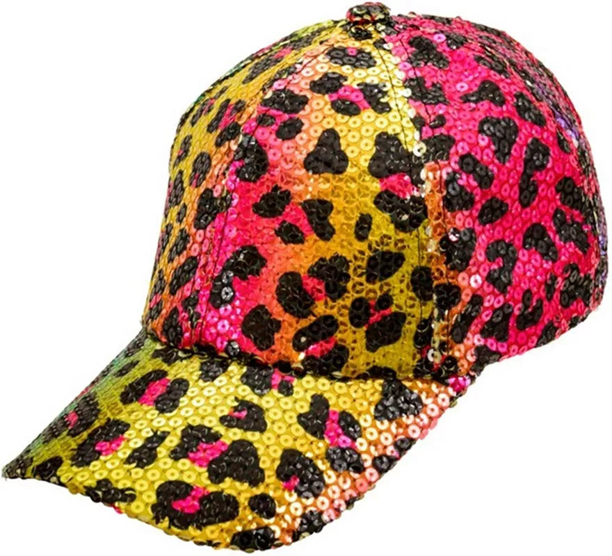 Translation missing: fr.Gorra Animal Print Leopardo Arcoíris con Lentejuelas