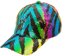 Casquette à imprimé animal tigre arc-en-ciel avec paillettes