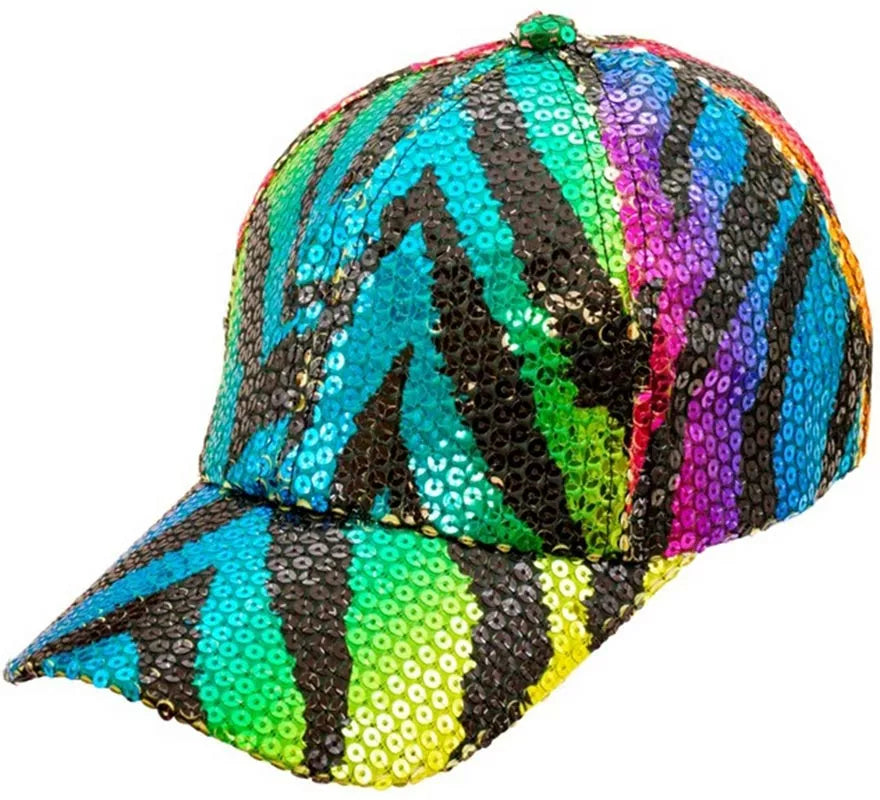 Translation missing: fr.Gorra Animal Print Tigre Arcoíris con Lentejuelas