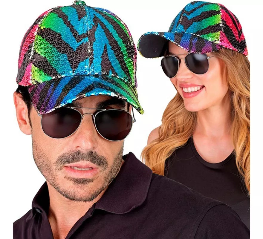 Translation missing: fr.Gorra Animal Print Tigre Arcoíris con Lentejuelas