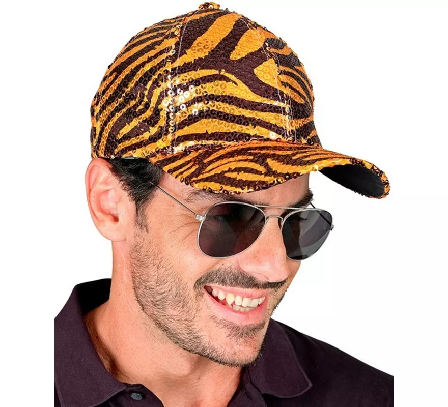 Translation missing: fr.Gorra Animal Print Tigre con Lentejuelas