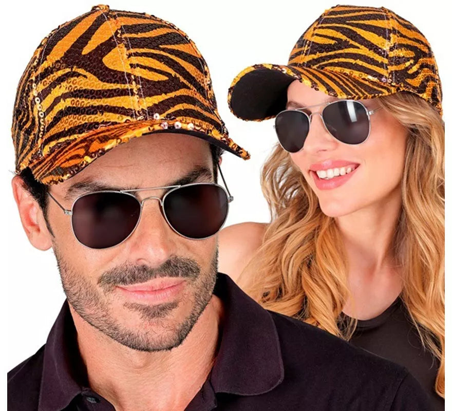 Translation missing: fr.Gorra Animal Print Tigre con Lentejuelas