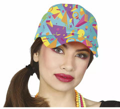 Casquette bleue avec imprimé des années 80