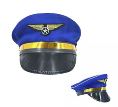 Casquette de pilote aviateur bleue