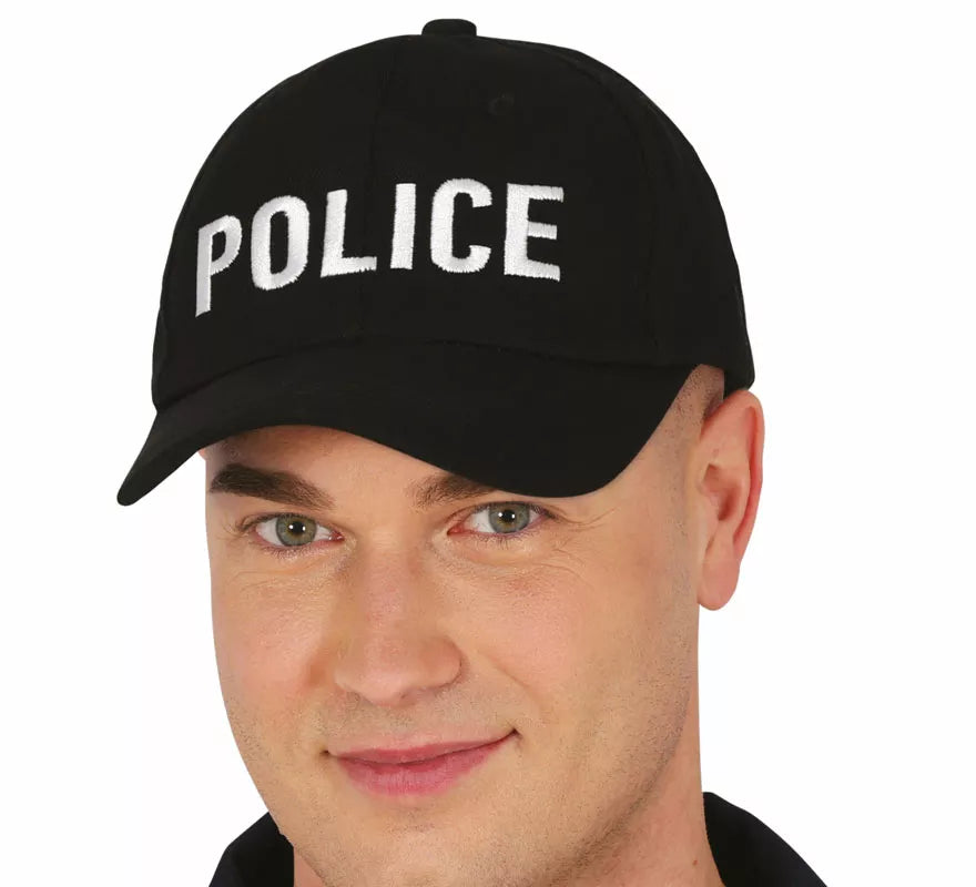 Translation missing: fr.Gorra de Police negra adulto