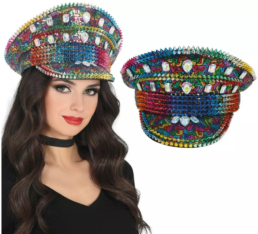 Translation missing: fr.Gorra de Policía Arcoíris con Tachuelas adultos