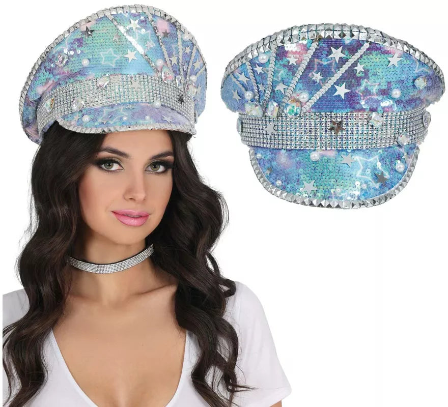 Translation missing: fr.Gorra de Policía azul con Perlas adultos