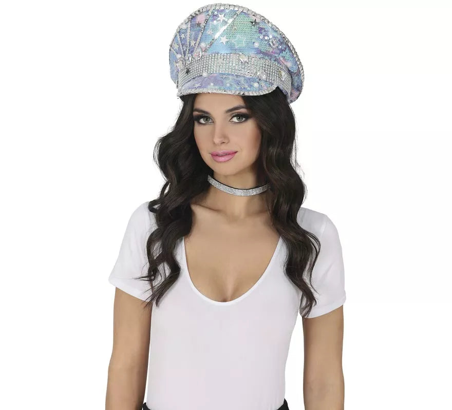 Translation missing: fr.Gorra de Policía azul con Perlas adultos