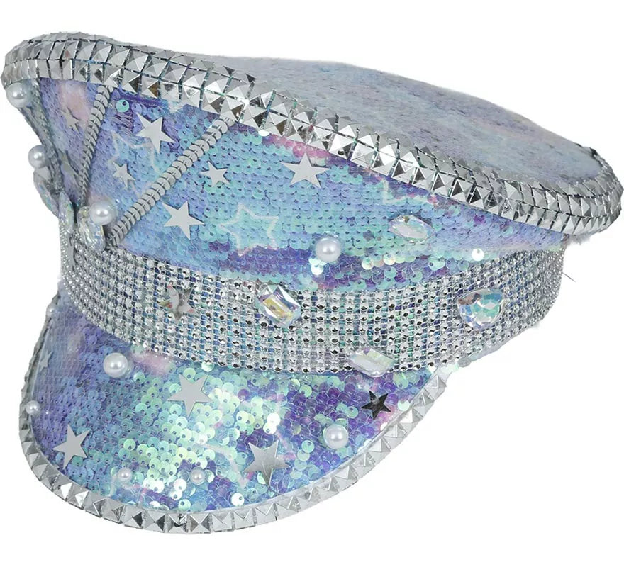 Translation missing: fr.Gorra de Policía azul con Perlas adultos